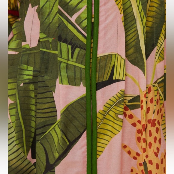 Sold Farm Rio Pink banana leavess v neck mini dress XS - Picture 6 of 7